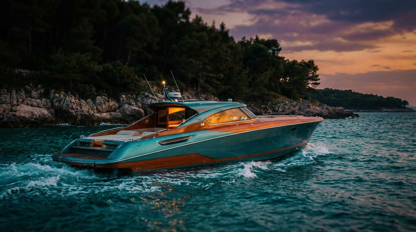 Close-up view of the speed boat